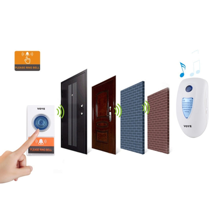 VOYE V003A Home Music Remote Control Wireless Doorbell with 38 Polyphony Sounds, US Plug, V003A