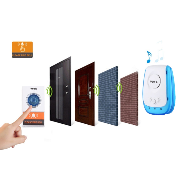 VOYE V009A Home Music Remote Control Wireless Doorbell with 38 Polyphony Sounds, US Plug, V009A