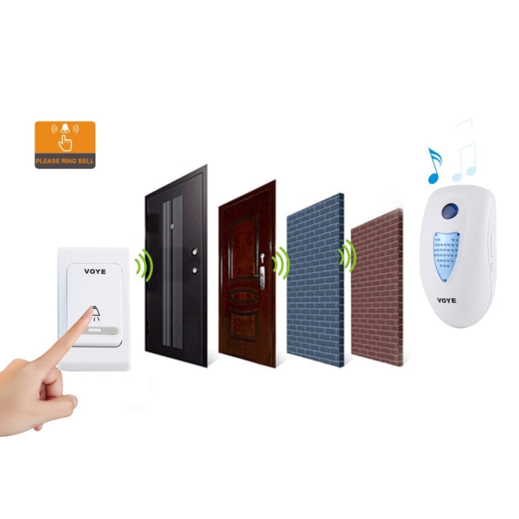 VOYE V003B Home Music Remote Control Wireless Doorbell with 38 Polyphony Sounds, US Plug, V003B