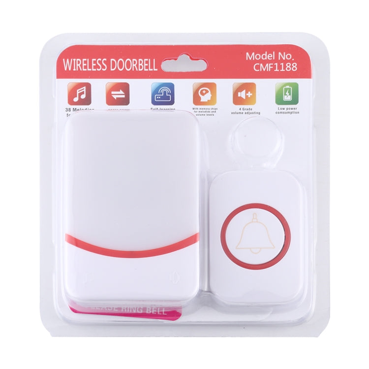 CMF1188 Home Music Remote Control Wireless Doorbell with 38 Ringtones & Colorful Flashing Lights + Ringtones / Ringtones / Colorful Flashing Lights 3-Modes