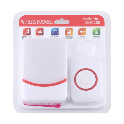 CMF1188 Home Music Remote Control Wireless Doorbell with 38 Ringtones & Colorful Flashing Lights + Ringtones / Ringtones / Colorful Flashing Lights 3-Modes