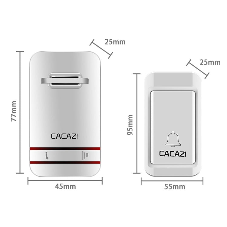 CACAZI V027G One Button Three Receivers Self-Powered Wireless Home Kinetic Electronic Doorbell, UK Plug, 1 Button 3 Receivers