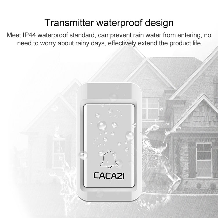 CACAZI V027G One Button Three Receivers Self-Powered Wireless Home Kinetic Electronic Doorbell, UK Plug, 1 Button 3 Receivers