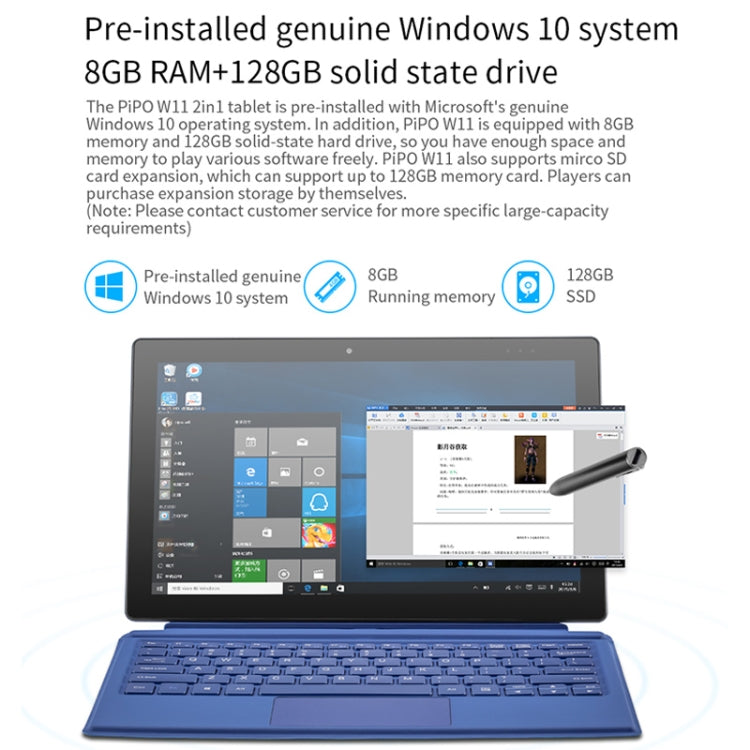 Windows 10, Intel Gemini Lake N4120 Quad Core Up to 2.6GHz, with Keyboard & Stylus Pen, Support Dual Band WiFi & Bluetooth & Micro SD Card, 8GB+128GB+256GB