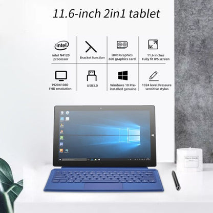 Windows 10, Intel Gemini Lake N4120 Quad Core Up to 2.6GHz, with Keyboard & Stylus Pen, Support Dual Band WiFi & Bluetooth & Micro SD Card, 8GB+128GB+256GB