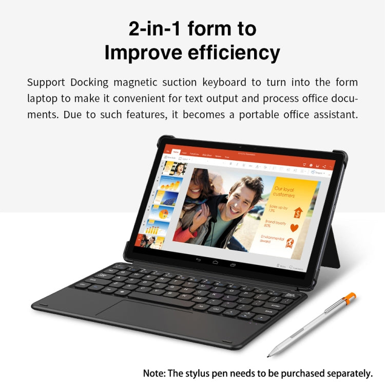 with Keyboard, Android 10.0, Helio MT6771V Octa Core up to 2.0GHz, Support Dual SIM & OTG & Bluetooth & Dual Band WiFi, EU Plug (Black+Grey), Surpad with Keyboard