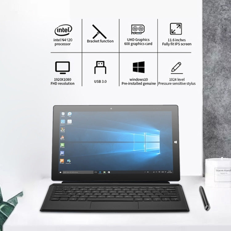 Windows 10 System, Intel Gemini Lake N4120 Quad Core Up to 2.6GHz, with Stylus Pen Not Included Keyboard, Support Dual Band WiFi & Bluetooth & Micro SD Card, 8GB+128GB Not Keyboard