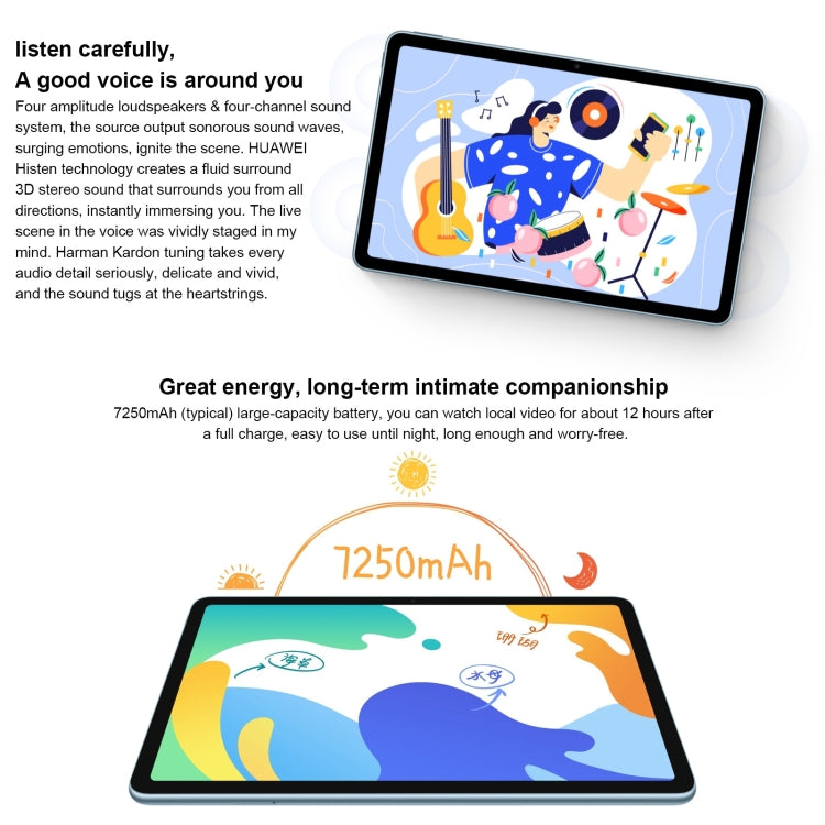 HarmonyOS 2 HUAWEI Kirin 710A Octa Core up to 2.0GHz, Support Dual WiFi, OTG, Not Support Google Play, BAH4-W09 WiFi 6GB+64GB, BAH4-W09 6GB+64GB