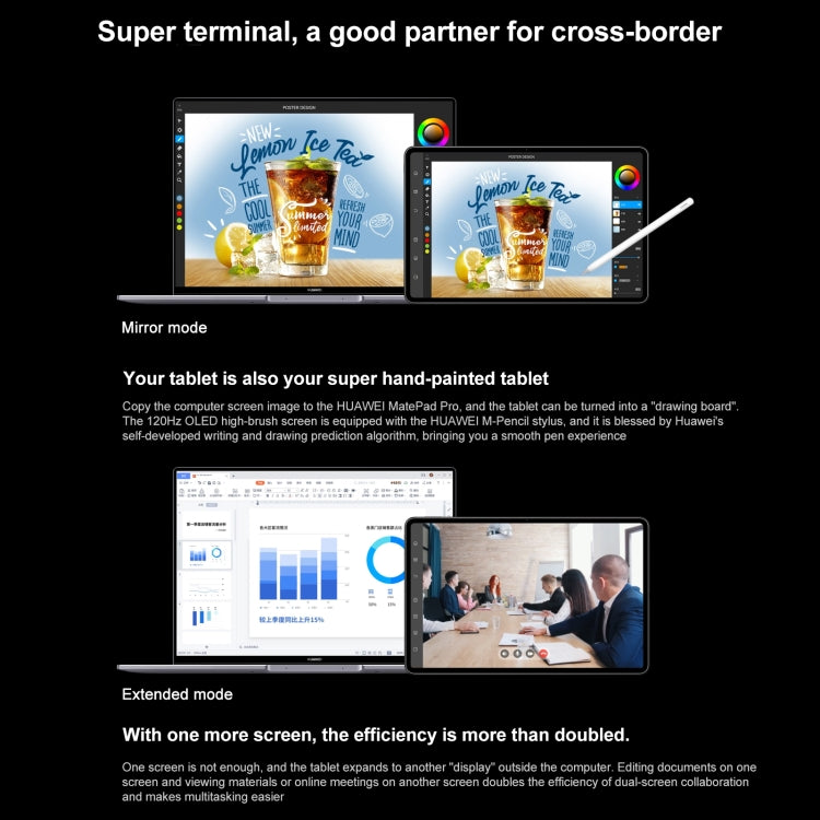 HarmonyOS 3 Hisilicon Kirin 9000E Octa Core, Support Dual WiFi / BT / GPS, Not Support Google Play, 8GB+128GB (Black), 8GB+128GB (Blue)