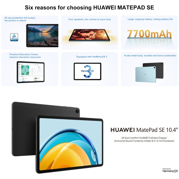 HarmonyOS 3 Qualcomm Snapdragon 680 Octa Core, Support Dual WiFi / BT, Network: 4G, Not Support Google Play, 4G 6GB+128GB