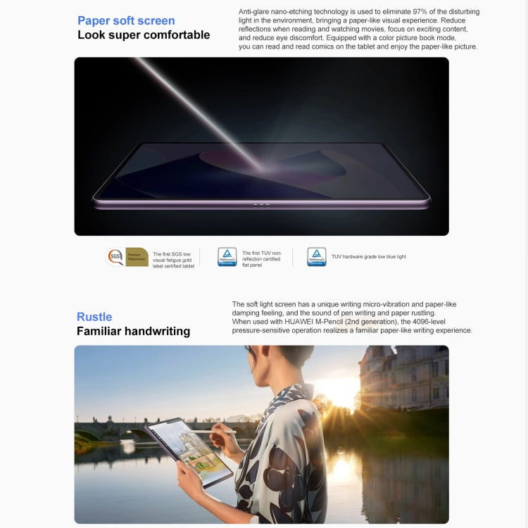 Paperfeel Diffuse Screen, HarmonyOS 3.1 Qualcomm Snapdragon 865 Octa Core up to 2.84GHz, Not Support Google Play, 8GB+128GB Diffuse Screen