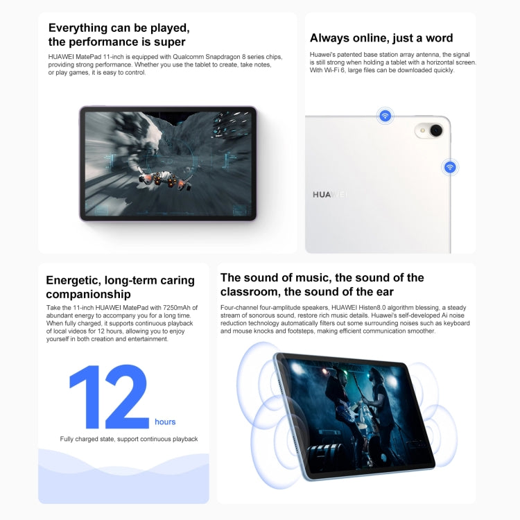Paperfeel Diffuse Screen, HarmonyOS 3.1 Qualcomm Snapdragon 865 Octa Core up to 2.84GHz, Not Support Google Play, 8GB+128GB Diffuse Screen
