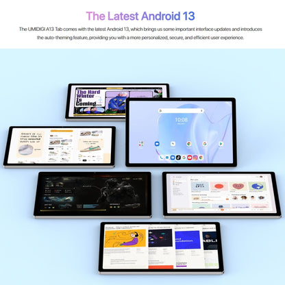 Face Unlock, Android 13 Unisoc T616 Octa-Core up to 2.0GHz, Support BT & WiFi & TF Card & GPS, A13 Tab 8GB+128GB