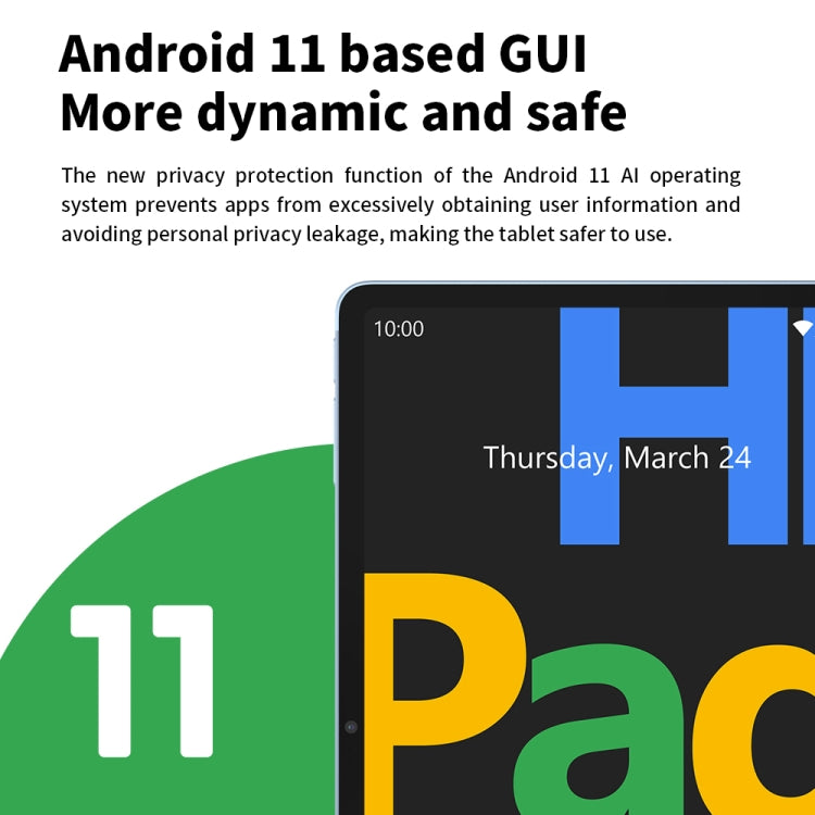 Android 11 Unisoc T618 Octa Core up to 2.0GHz, Support Dual SIM & WiFi & Bluetooth, Global Version with Google Play, US Plug, Hpad1  8GB+128GB, Hpad1 8GB+128GB