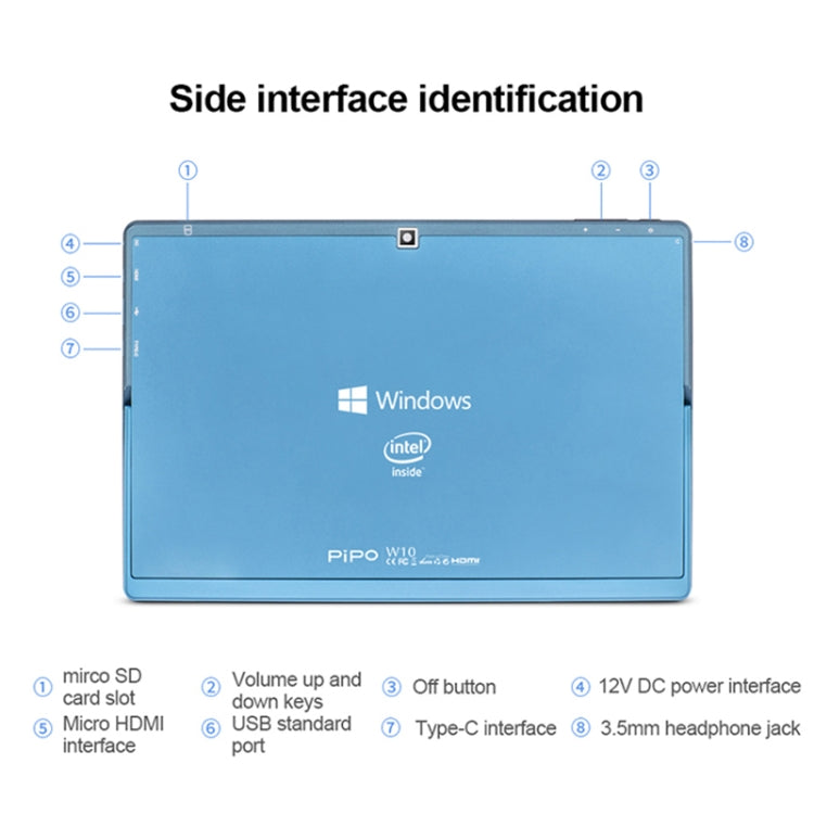 Windows 10 System, Intel Gemini Lake N4120 Quad Core up to 2.6GHz, without Keyboard & Stylus Pen, Support Dual Band WiFi & Bluetooth & TF Card & HDMI, US Plug, PiPO W10 without Keyboard & Stylus Pen