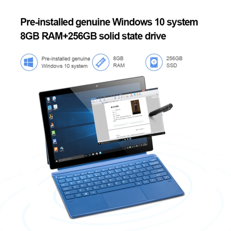 Windows 10 System, Qualcomm Snapdragon 850 Octa Core up to 2.96GHz, with Keyboard & Stylus Pen, Support Dual SIM & Dual Band WiFi & Bluetooth & GPS, US Plug, 8GB+256GB with Keyboard & Stylus Pen