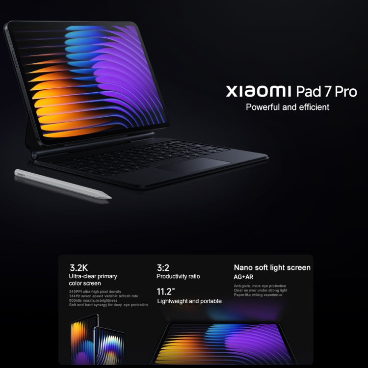 Xiaomi Pad 7 Pro 11.2 inch Soft Light Screen, 8GB+256GB, HyperOS 2 Qualcomm Snapdragon 8s Gen3 Octa Core, 8GB+256GB Soft Light