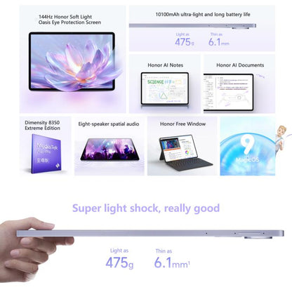 Honor Pad V9 Soft Light Screen WiFi Tablet PC, 11.5 inch 12GB+256GB MagicOS 9.0 Dimensity 8350 Ultra Octa Core, 8GB+256GB Soft Light Screen