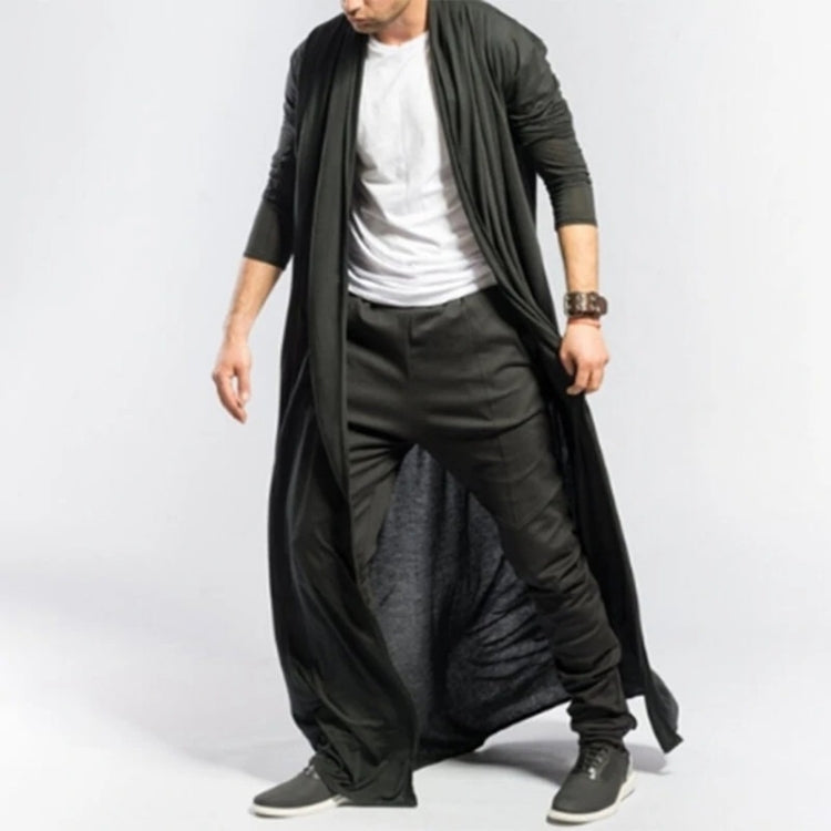 Mens Casual Loose Long Cardigans Coat (Color:Black Size:S), S, M, L, XL, XXL, XXXL