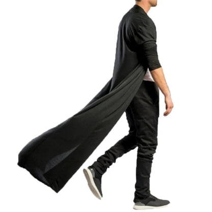 Mens Casual Loose Long Cardigans Coat (Color:Black Size:S), S, M, L, XL, XXL, XXXL