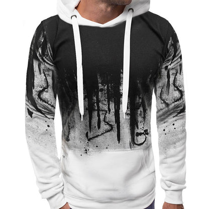 Men Loose Print Hoodie Sport Sweatshirt Set (Color:Red Size:XXXL), S, M, L, XL, XXL, XXXL, XXXXL, 5XL