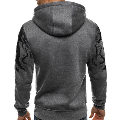 Men Loose Print Hoodie Sport Sweatshirt Set (Color:Red Size:XXXL), S, M, L, XL, XXL, XXXL, XXXXL, 5XL