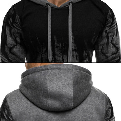 Men Loose Print Hoodie Sport Sweatshirt Set (Color:Red Size:XXXL), S, M, L, XL, XXL, XXXL, XXXXL, 5XL