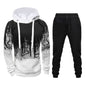 Men Loose Print Hoodie Sport Sweatshirt Set (Color:Red Size:XXXL), S, M, L, XL, XXL, XXXL, XXXXL, 5XL