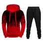 Men Loose Print Hoodie Sport Sweatshirt Set (Color:Red Size:XXXL), S, M, L, XL, XXL, XXXL, XXXXL, 5XL